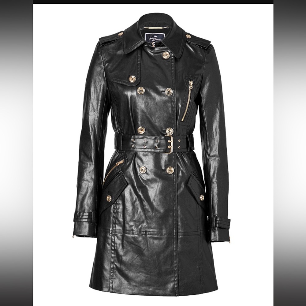 Juicy Couture Sienna Trench Coat in Pitch Black